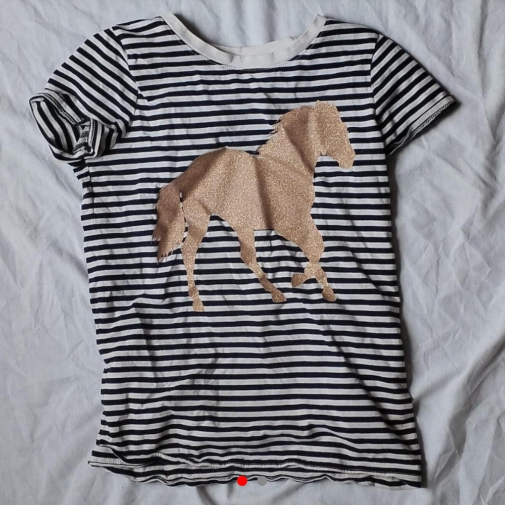 Cherokee Black and White Striped Short Sleeve Shirt